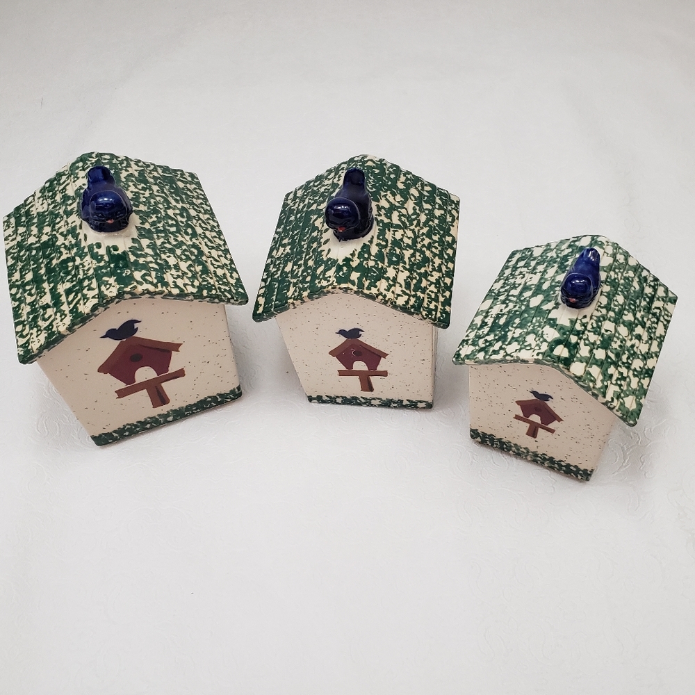 Gibson 3 Ceramic Bird House Canister